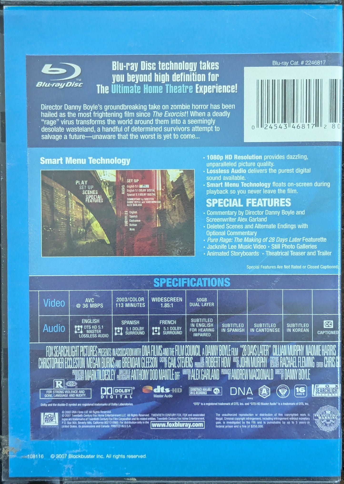 28 Days Later Cillian Murphy Danny Boyle Blockbuster Rental horror zombie movie blu-ray