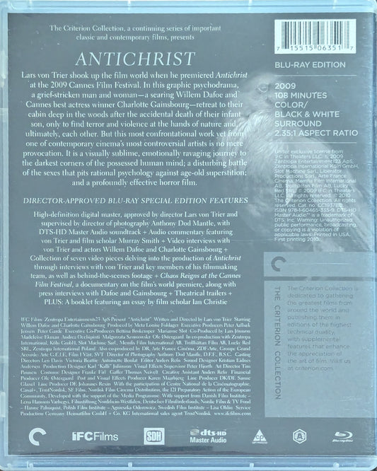 Antichrist Lars Von Trier Willem Dafoe Psychological Horror Thriller Drama Movie Blu-Ray