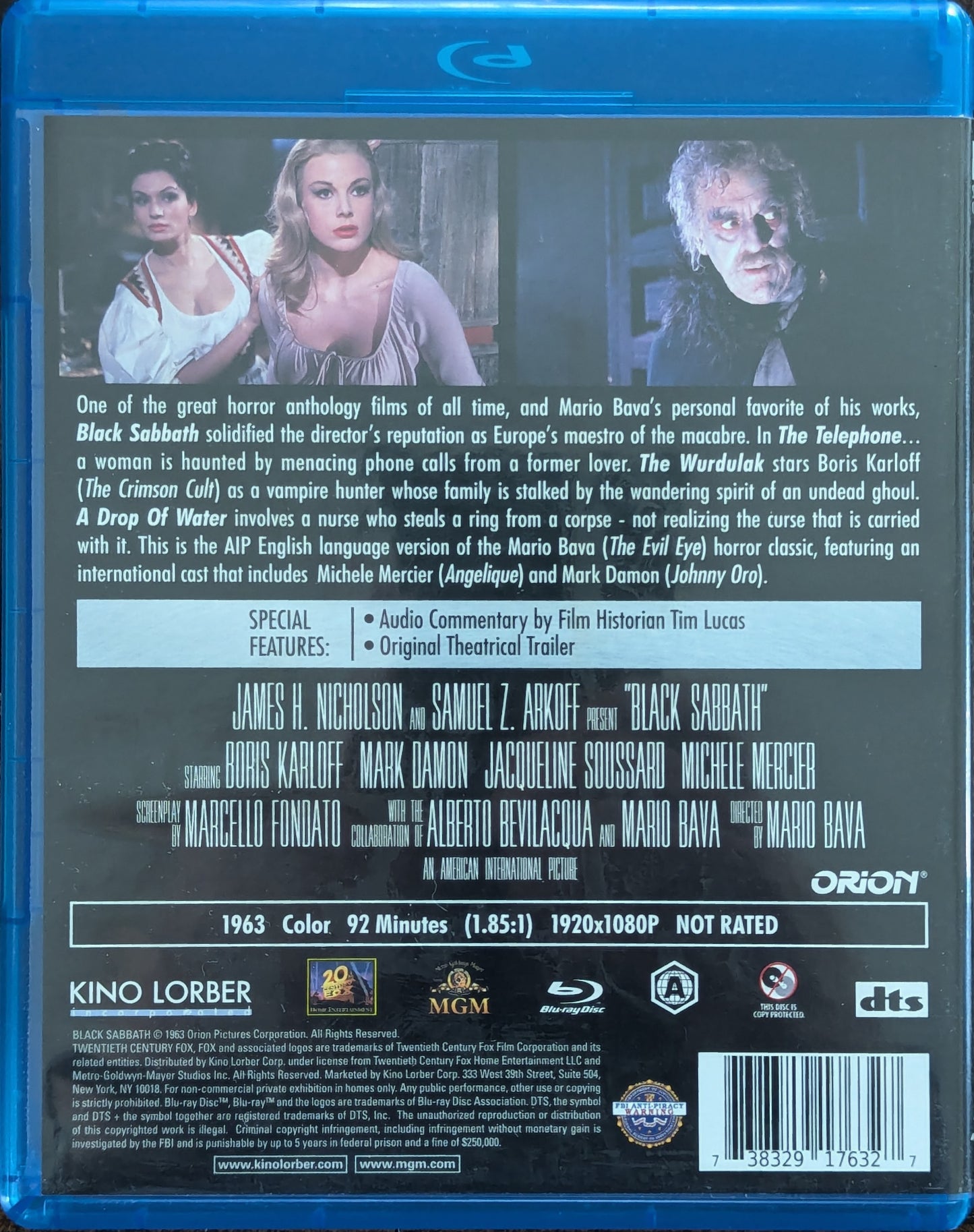 Black Sabbath Mario Bava Boris Karloff Horror Movie Blu-Ray