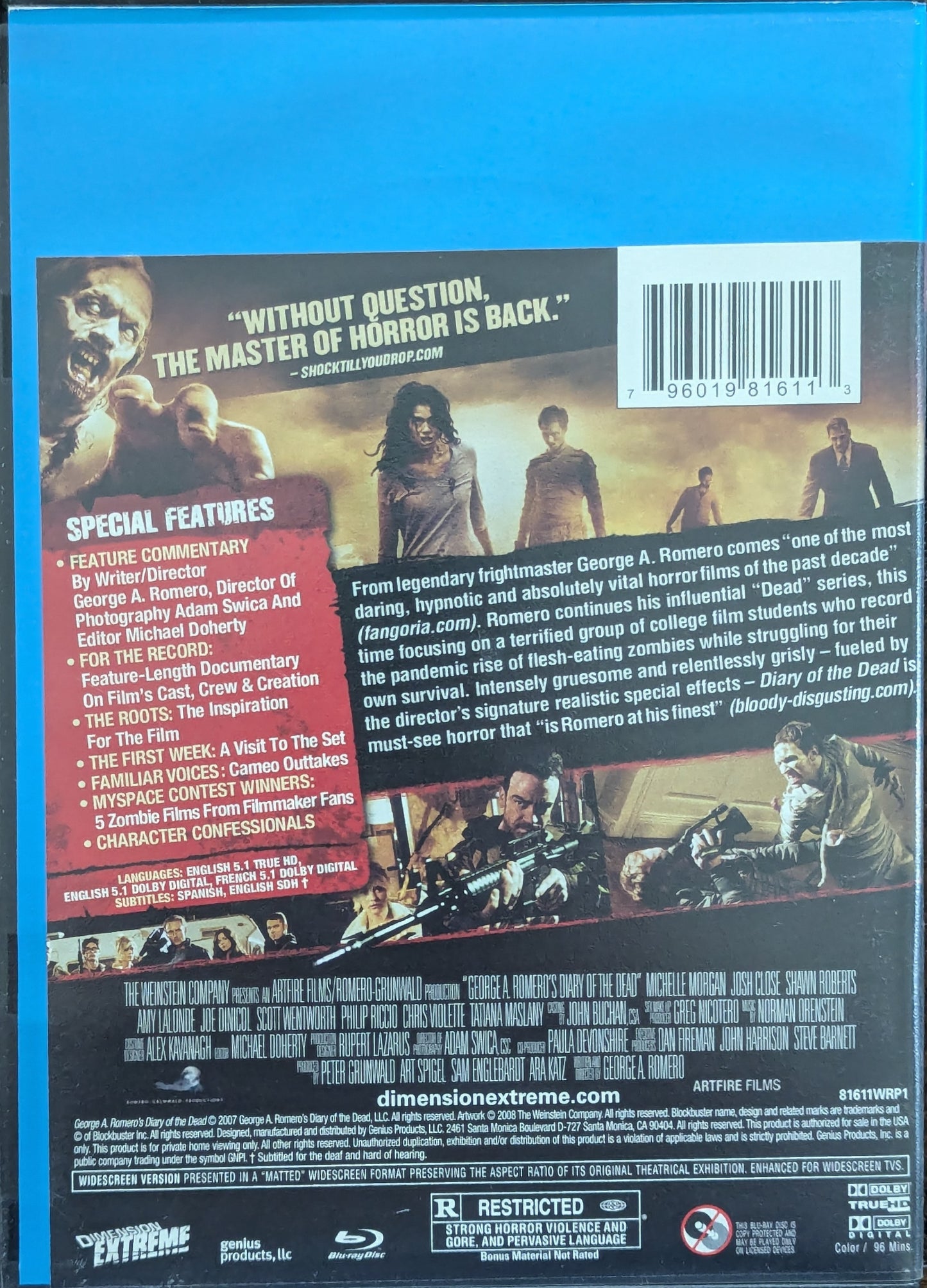 Diary of the Dead George A. Romero blockbuster exclusive rental horror zombie movie blu-ray