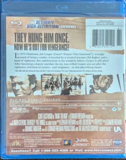 Hang'Em High Clint Eastwood Drama Western Movie Blu-ray