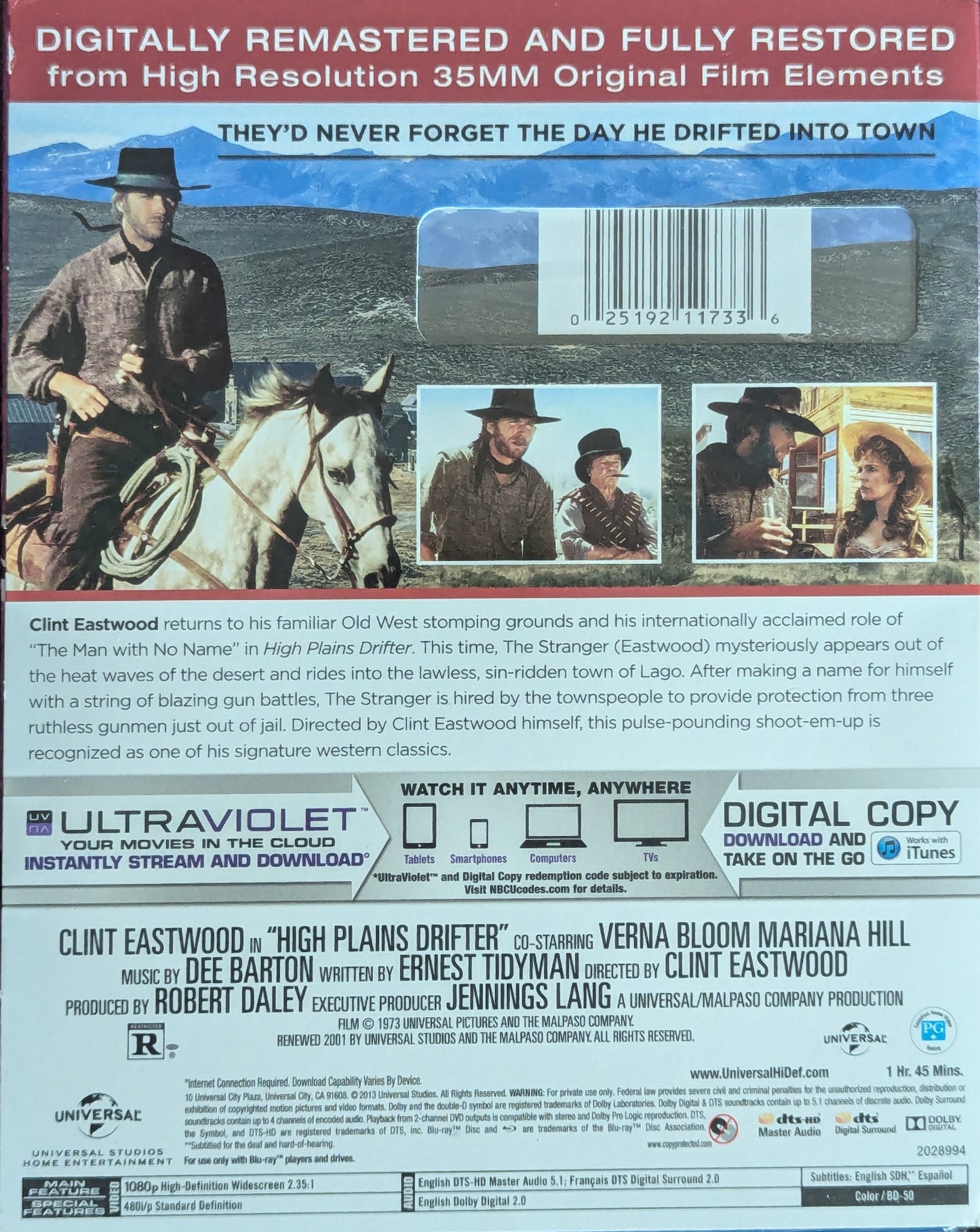 High Plains Drifter Clint Eastwood Western Mystery Movie Blu-Ray