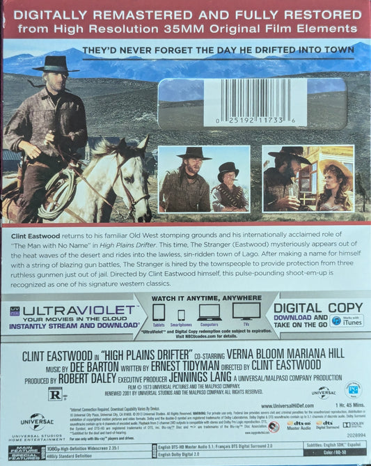 High Plains Drifter Clint Eastwood Western Mystery Movie Blu-Ray