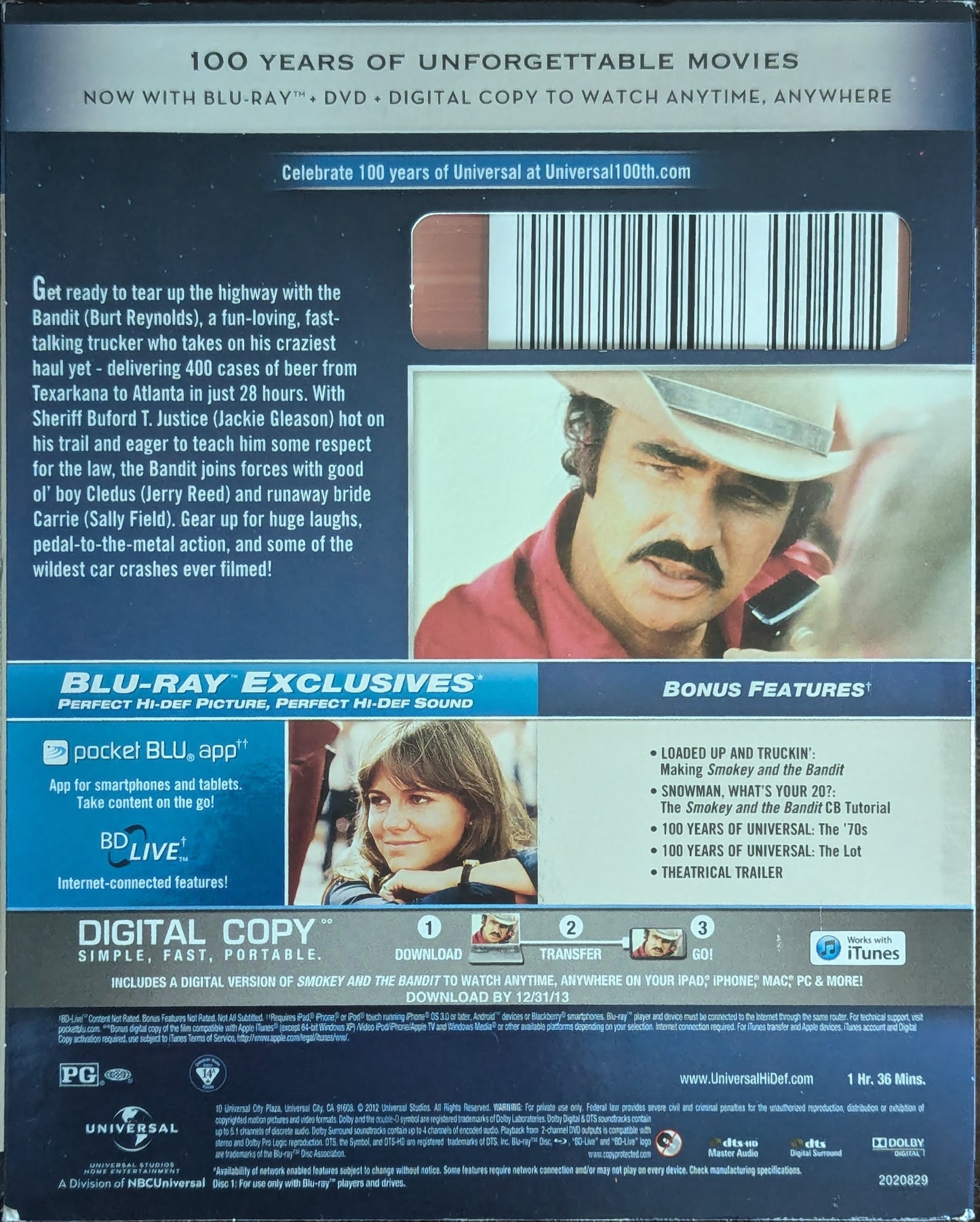 Smokey and the Bandit Burt Reynolds Sally Field Action Adventure Comedy Movie Blu-ray