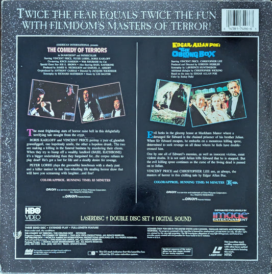 The Comedy of Terrors The Oblong Box Vincent Price Christopher Lee Edgar Allen Poe Horror Movie Laserdisc