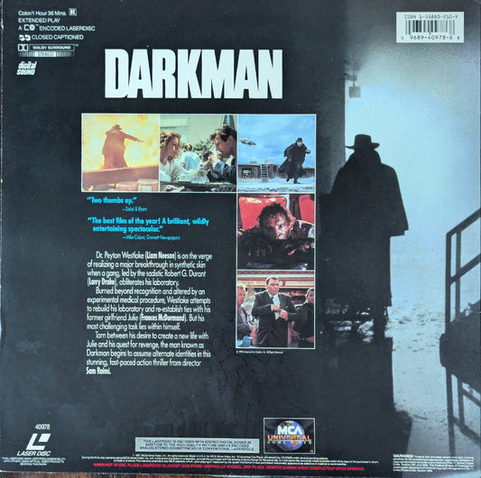 Darkman Liam Neesin Sam Raimi Crime Action Movie Laserdisc