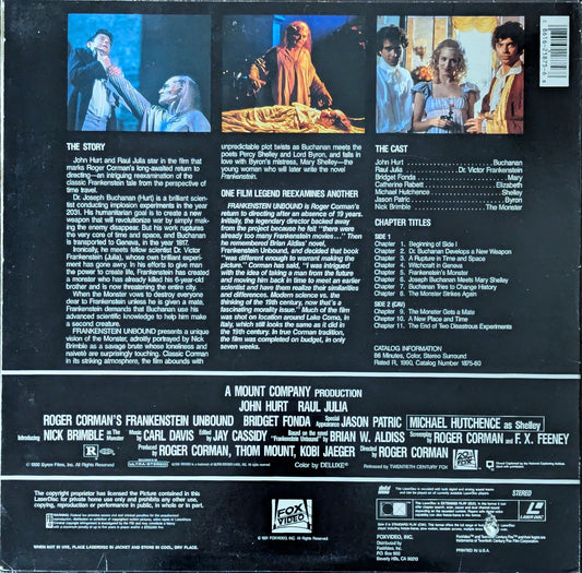 Franknstein Unbound Roger Corman Monster Movie Laserdisc