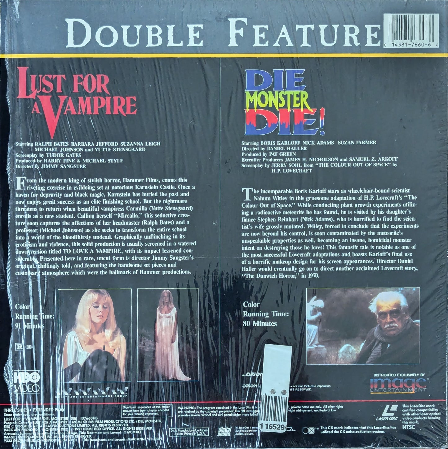 Lust for a Vampire Die Monster Die! Monster Movie Laserdisc