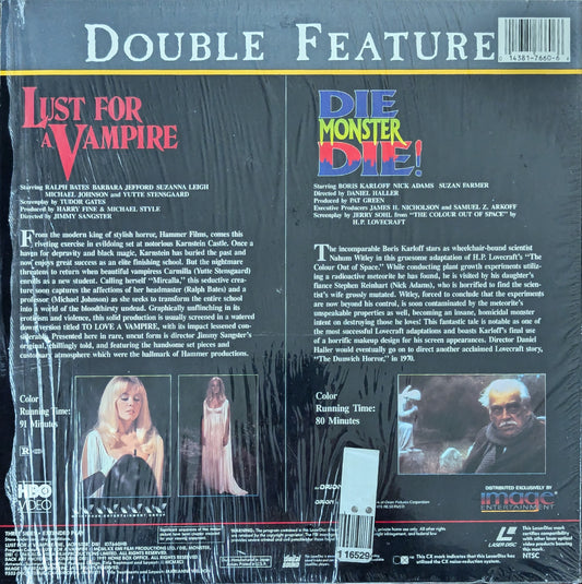 Lust for a Vampire Die Monster Die! Monster Movie Laserdisc