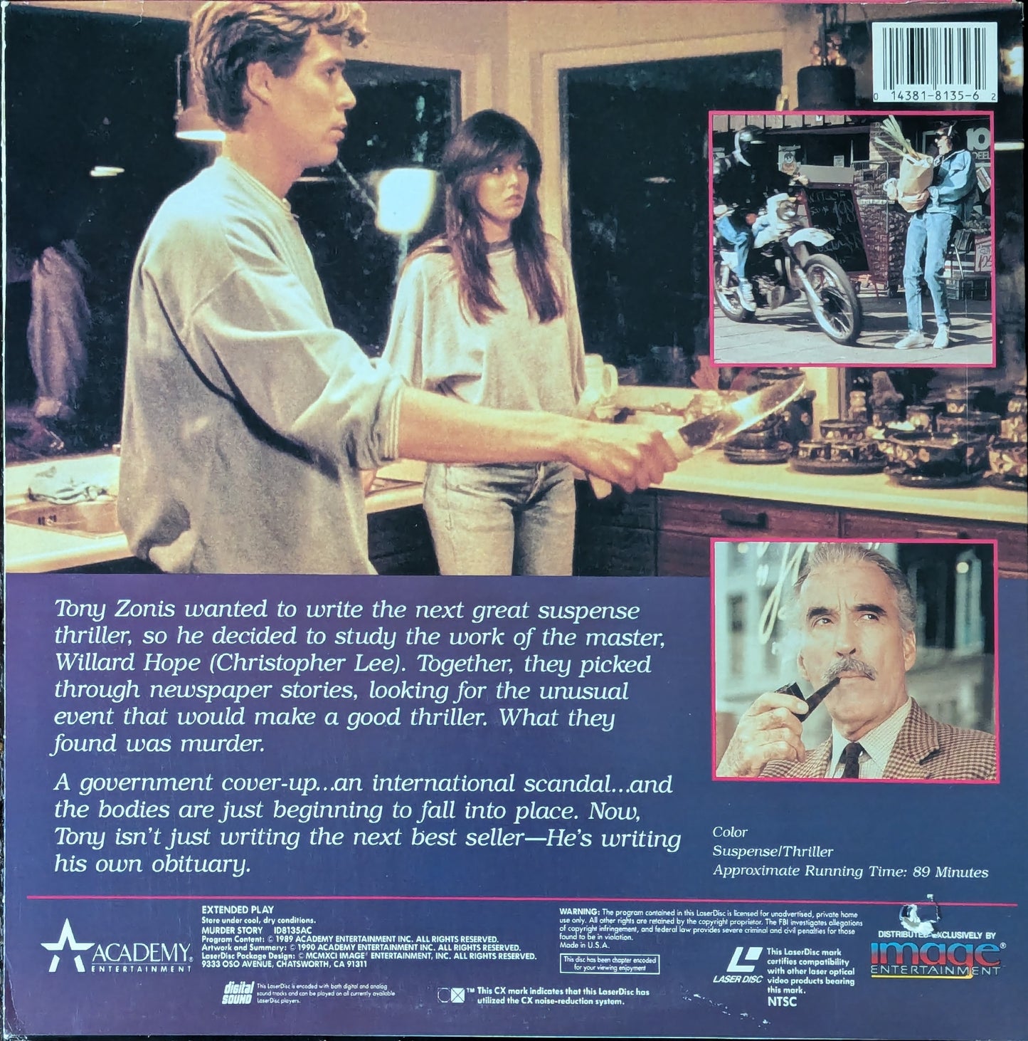 Murder Story Christopher Lee Thriller Movie Laserdisc