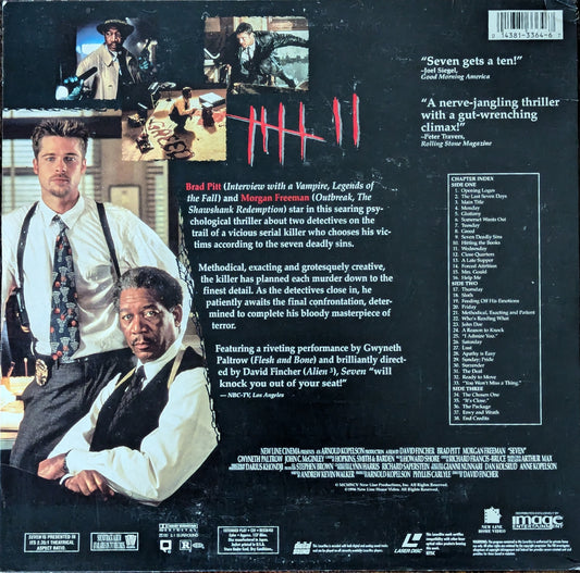 Seven Brad Pitt Morgan Freeman David Fincher Crime Thriller Movie Laserdisc