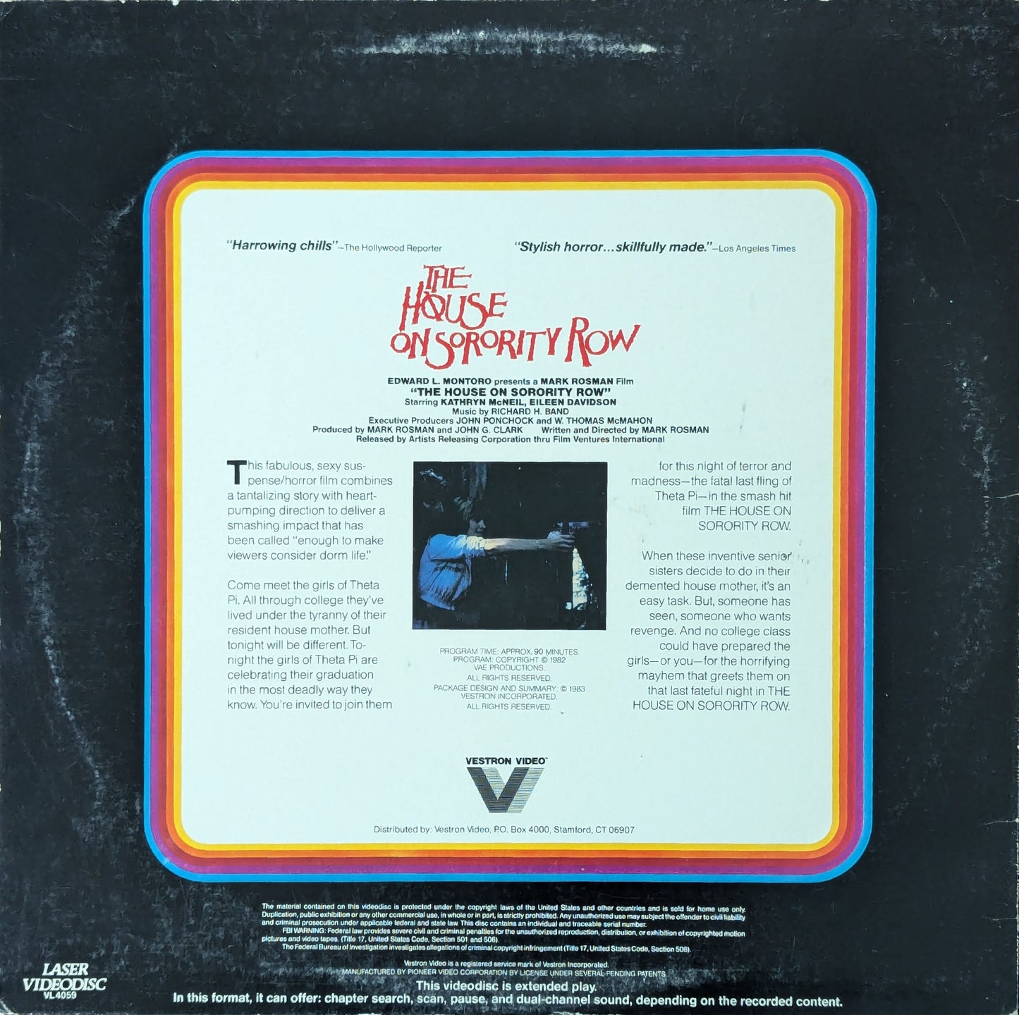 The House On Sorority Row Horror Movie Laserdisc