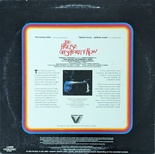 The House On Sorority Row Horror Movie Laserdisc