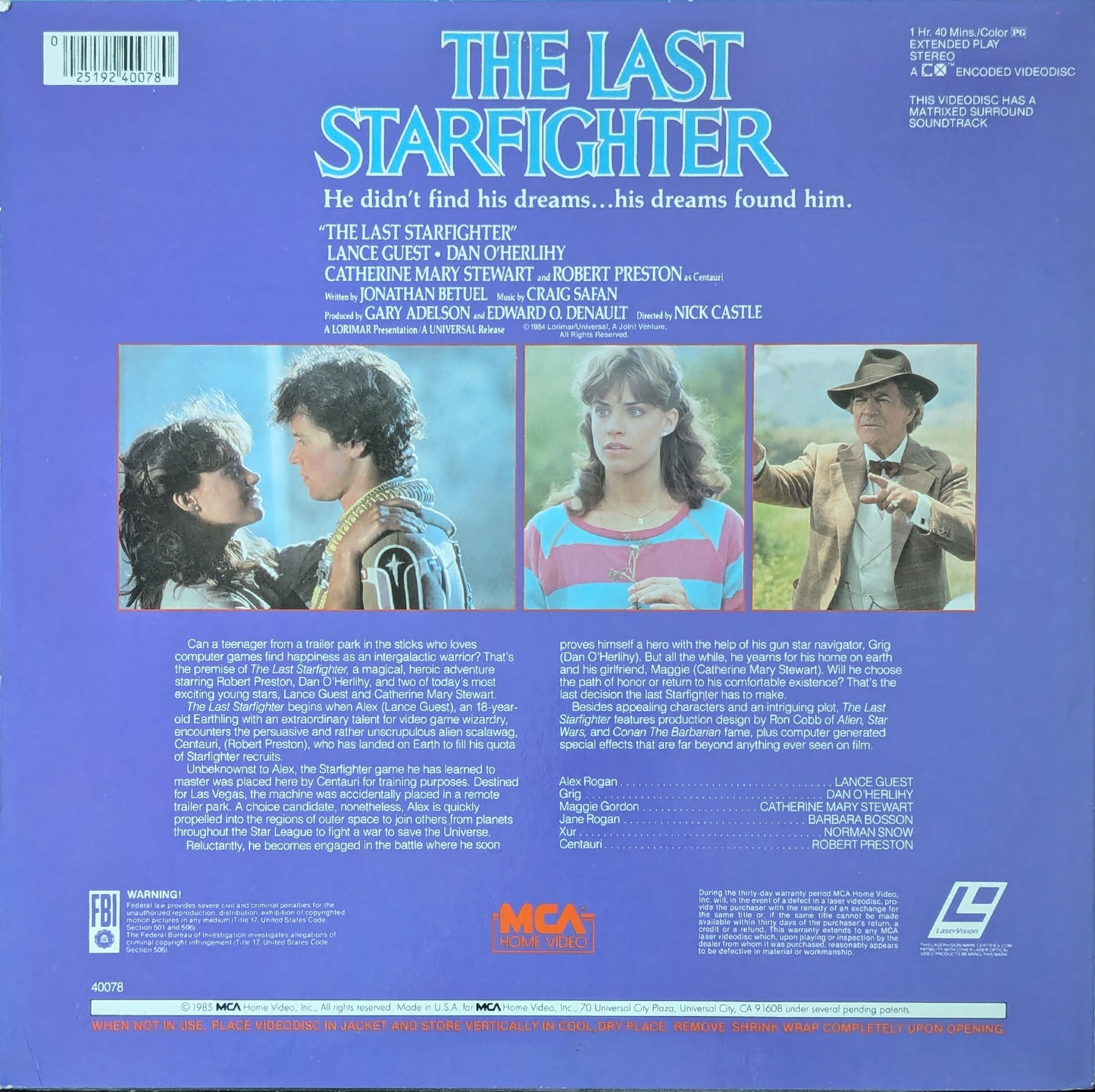 The Last Starfighter Sc-fi Movie Laserdisc
