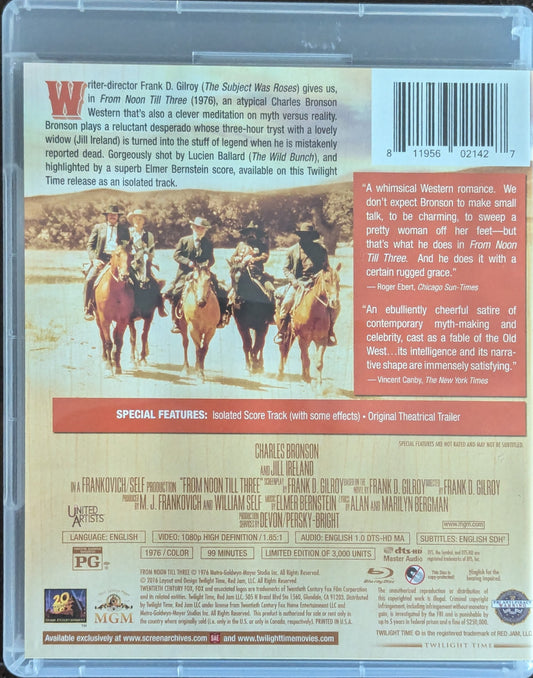 From Noon Till Three (Blu-Ray) (Sealed)